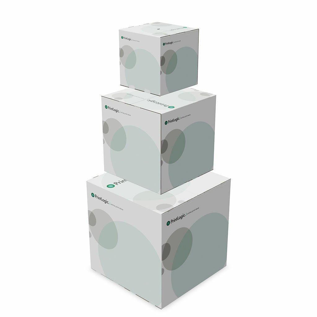 Set of 3 display cubes shown hanging above each other.